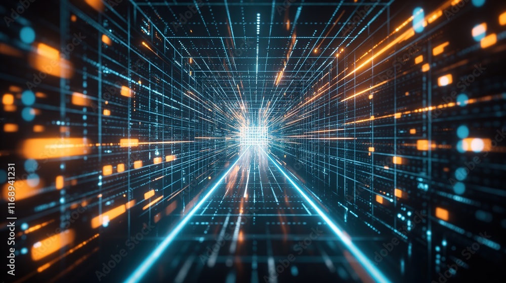 Abstract Blue and Orange Stripe Light, Futuristic Motion Blur Technology Concept with Fast Forward Timeline Background Abstract Blue and Orange Stripe Light, Futuristic Motion Blur Technology Concept with Fast Forward Timeline Background