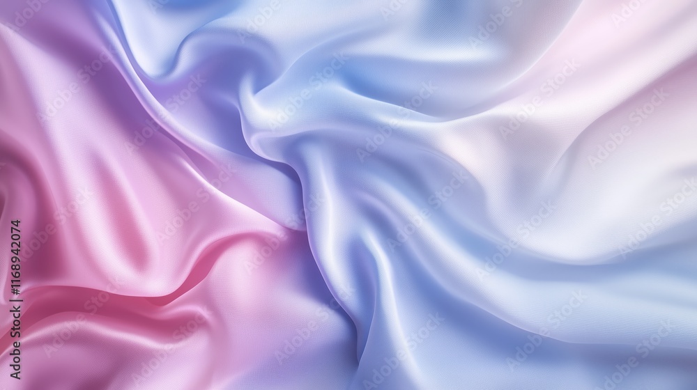 Fototapeta premium Luxurious Flowing Satin in Pastel Pink and Blue Gradient - made with Generative AI