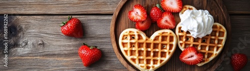 Heart shaped Waffles with S...