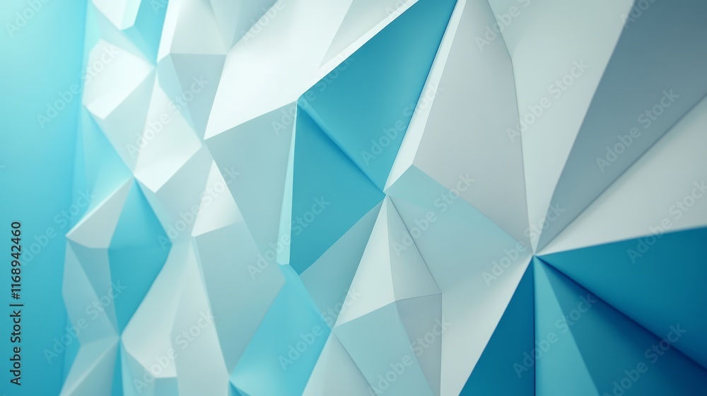 Obraz premium Abstract blue background with white triangles, a modern and minimalist design for various applications