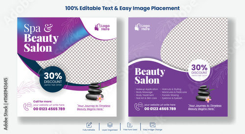 Beauty and spa salon social media post banner ad and skin care Center website banner ads design suitable for Makeup Social media post Banner Square Flyer Template set Design