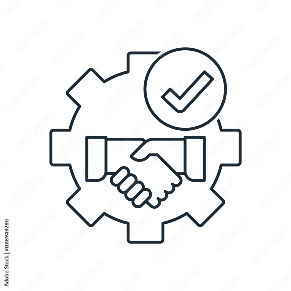 Cooperation. Mutual assistance. Mutual benefit. Vector linear icon isolated on white background. Cooperation. Mutual assistance. Mutual benefit. Vector linear icon isolated on white background.