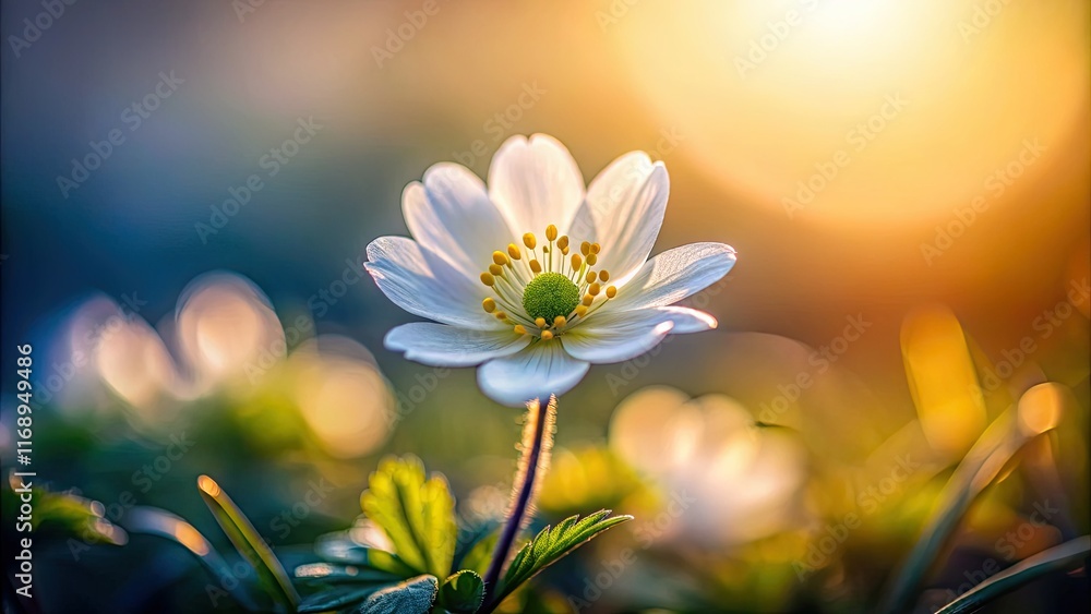 Macro tilt-shift captures blooming white flowers; a miniature world in soft focus, shallow depth. Macro tilt-shift captures blooming white flowers; a miniature world in soft focus, shallow depth.