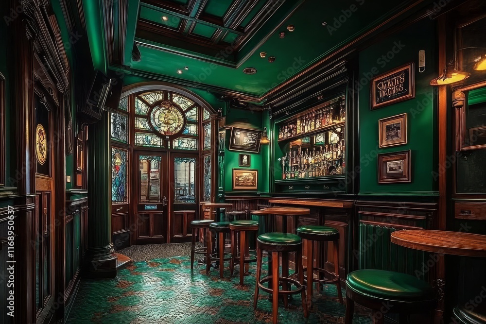 Cozy and inviting, the pub showcases a unique Irish interior design. Cozy and inviting, the pub showcases a unique Irish interior design.