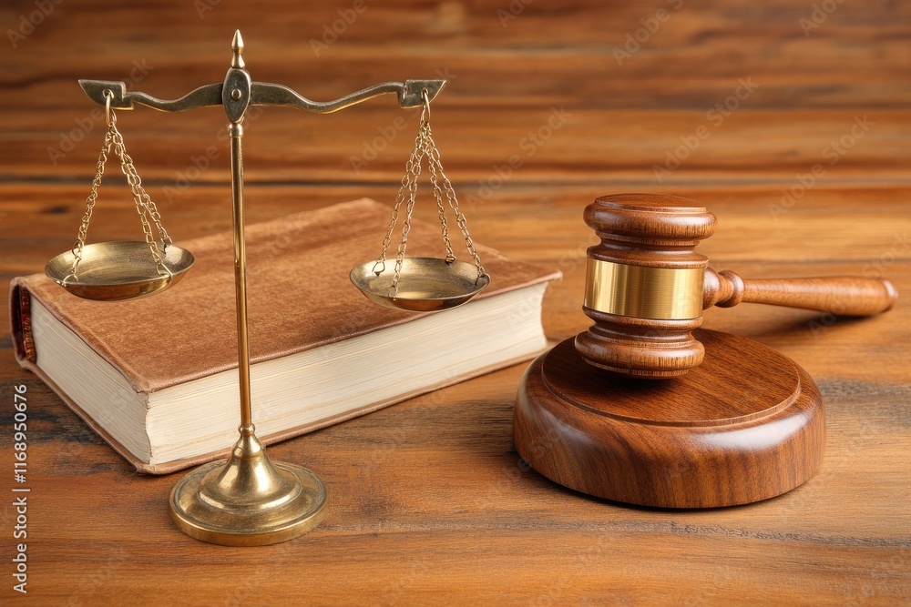Legal symbols: scales of justice and gavel on wooden background Legal symbols: scales of justice and gavel on wooden background