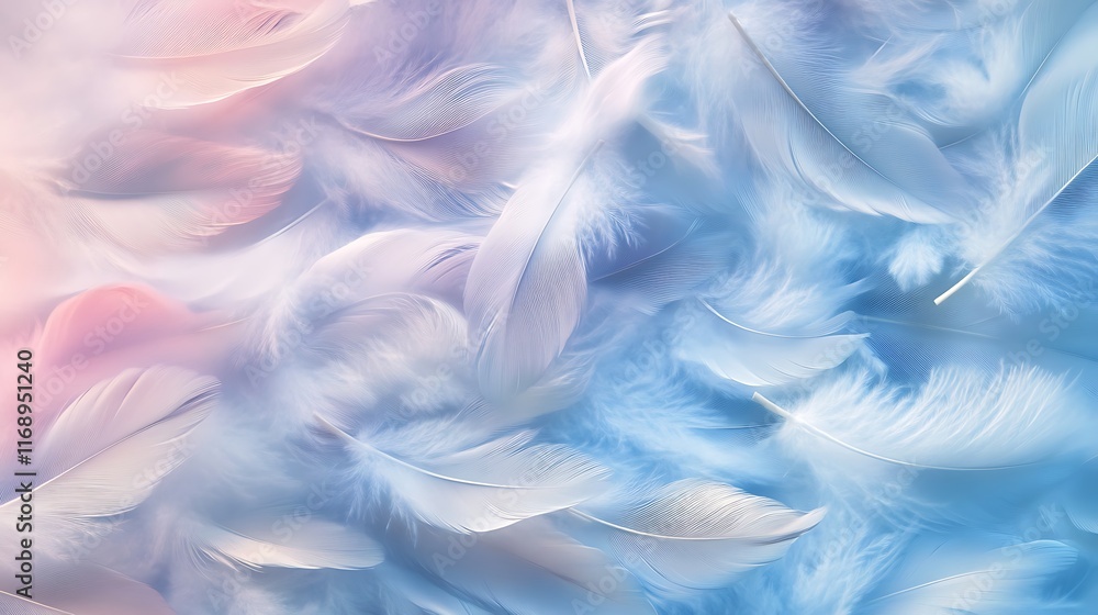 Soft Pastel Pink and Blue Feathers Background Soft Pastel Pink and Blue Feathers Background