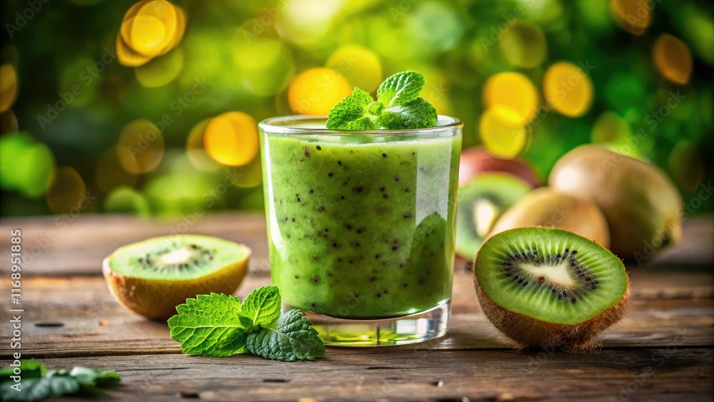 Green Smoothie Kiwi, High Depth of Field, Delicious Drink, Healthy Lifestyle, Vibrant Colors, Fresh Produce, Smoothies Green Smoothie Kiwi, High Depth of Field, Delicious Drink, Healthy Lifestyle, Vibrant Colors, Fresh Produce, Smoothies