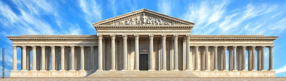 Majestic Classical Temple Under a Blue Sky Majestic Classical Temple Under a Blue Sky