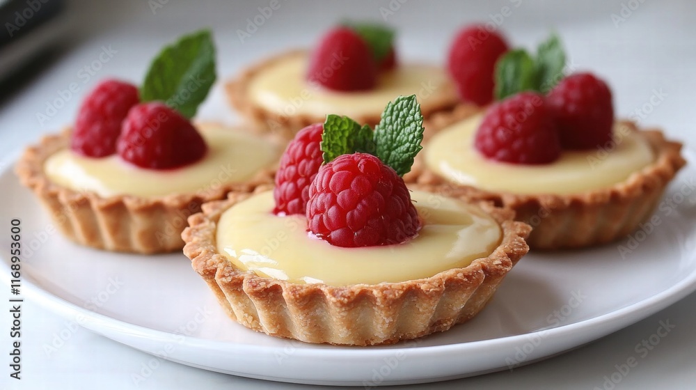 Lemon Tartlets with Raspberries and Mint Lemon Tartlets with Raspberries and Mint