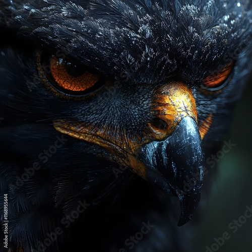 Fierce Raptor Face Closeup   Predator s Intense Glare and Sharp Beak Ready to Strike Concept photo