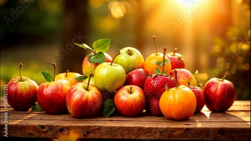 apples on a wooden table