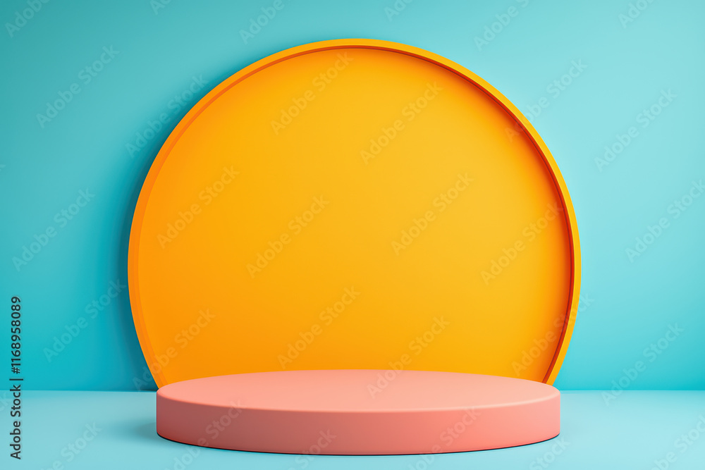Bright circular display with pastel colors and minimal design Bright circular display with pastel colors and minimal design