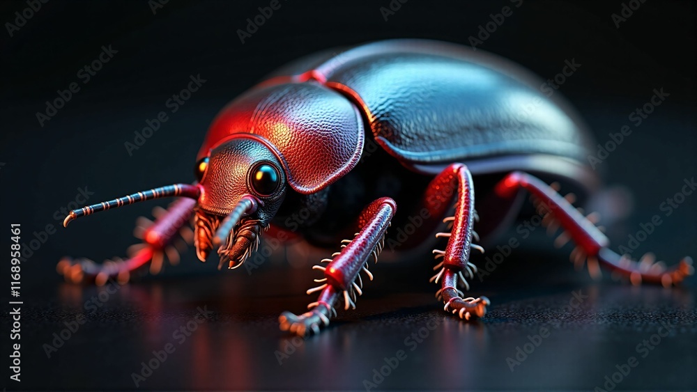 Fototapeta premium red bug on a black background