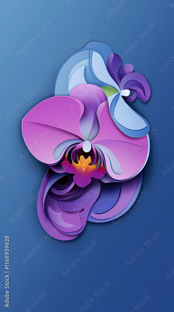Fototapeta premium Phalaenopsis Orchids logo 3d vector papercut