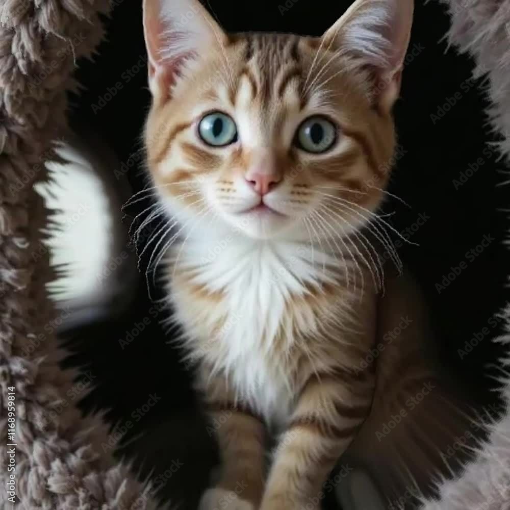 고양이 집에 있는 귀여운 고양이 고양이 집에 있는 귀여운 고양이