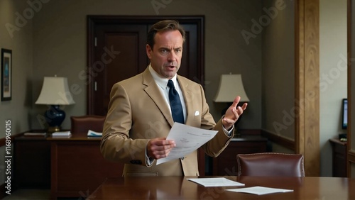 businessman lecturing someone