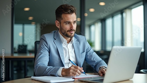 businessman working on laptop