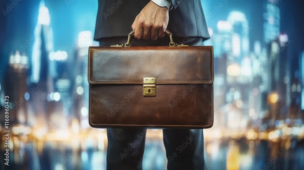 Businessman in a suit with briefcase, professional attire, city commute, and corporate lifestyle Businessman in a suit with briefcase, professional attire, city commute, and corporate lifestyle