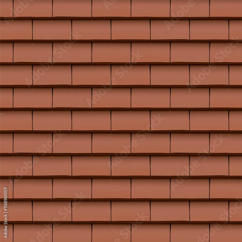 Seamless vector pattern of roof tiles arranged in horizontal rows, creating a clean, repetitive texture perfect for backgrounds, architectural designs, and construction projects