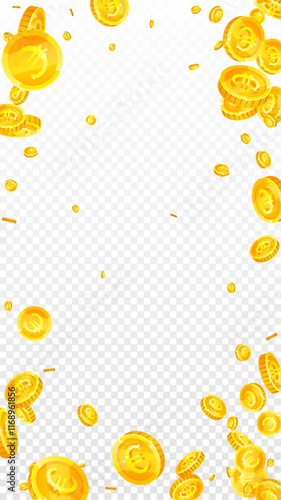 European Union Euro coins falling. Scattered gold