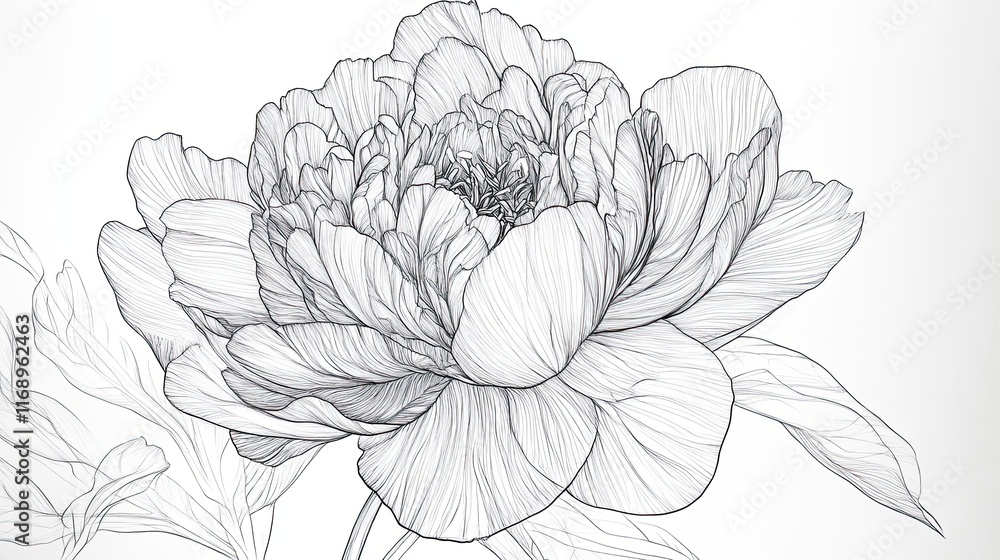custom made wallpaper toronto digitalDelicate Line Drawing Of A Single Peony Flower
