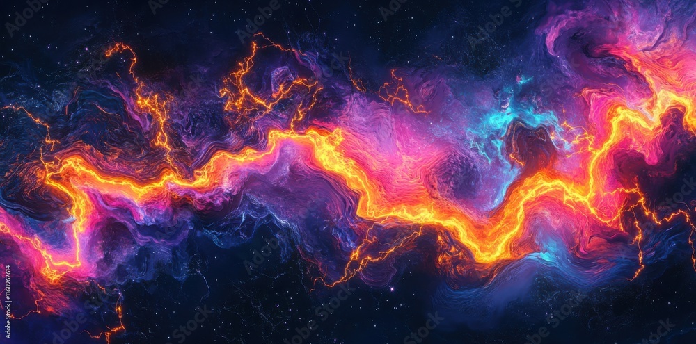 Neural electricity arcing through void space, futuristic neon style, sapphire, tangerine, and magenta colors, representing cognitive patterns and artificial intelligence Neural electricity arcing through void space, futuristic neon style, sapphire, tangerine, and magenta colors, representing cognitive patterns and artificial intelligence