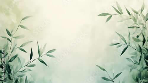 Light green bamboo leaves background