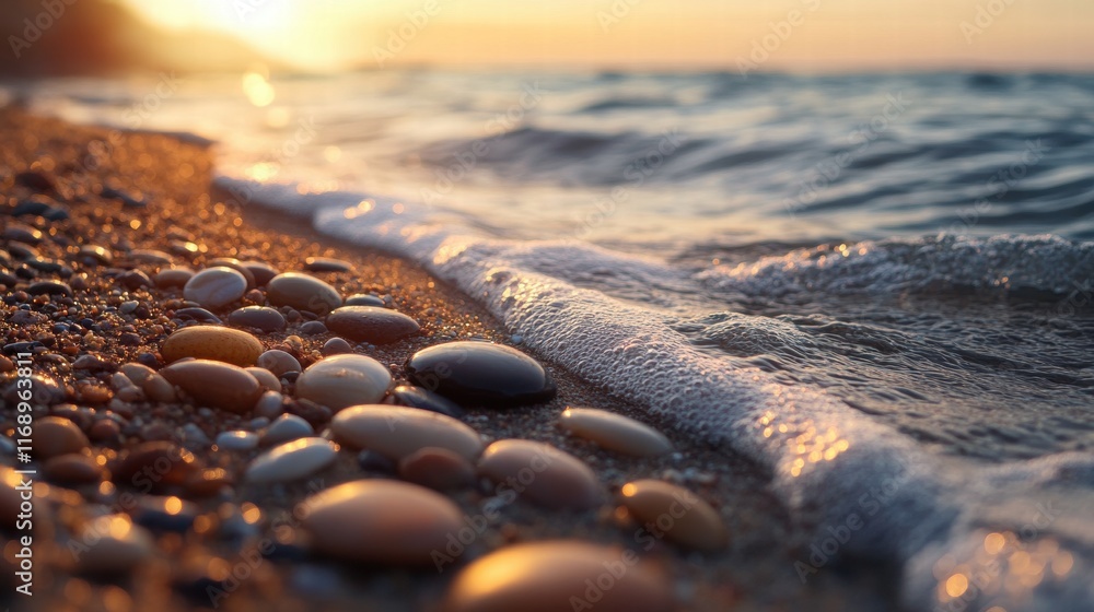 Golden Hour Beach Stones