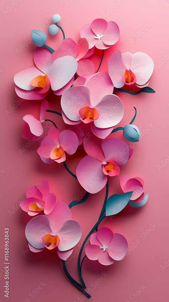 Phalaenopsis Orchids logo 3d vector papercut Phalaenopsis Orchids logo 3d vector papercut