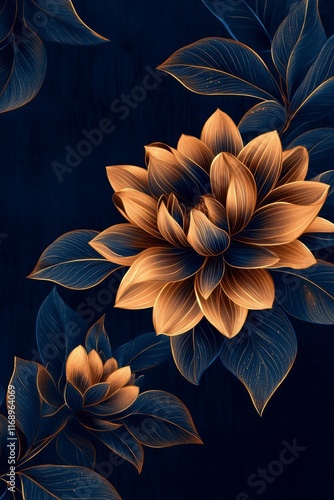 Wallpaper Mural Elegant floral arrangement with golden flowers on a dark background showcasing natural beauty and artistry Torontodigital.ca