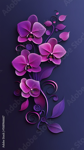 Phalaenopsis Orchids logo 3d vector papercut