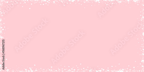 White hearts scattered on pink background.
