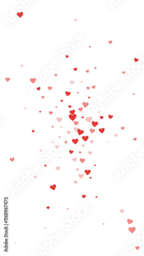 Red hearts scattered on white background.