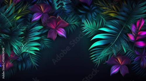 Wallpaper Mural Vivid Tropical Flowers and Lush Green Leaves Torontodigital.ca