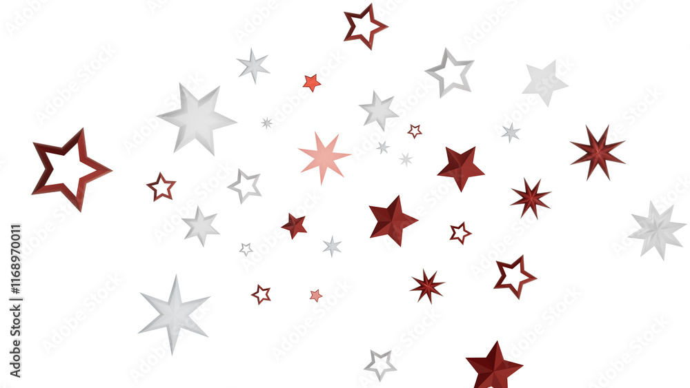 A digital illustration of various sized red and white stars scattered on a black background. A digital illustration of various sized red and white stars scattered on a black background.