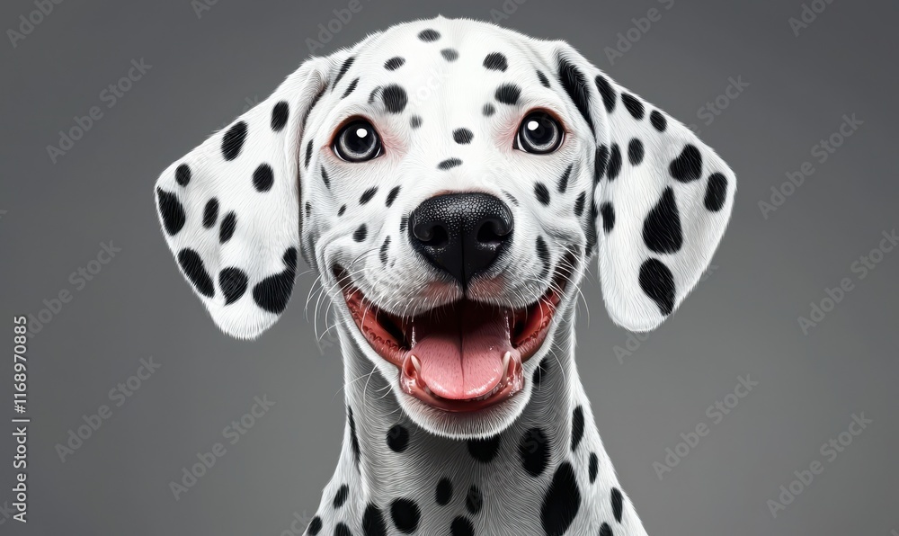 Isolated image of a cheerful Dalmatian dog. Isolated image of a cheerful Dalmatian dog.