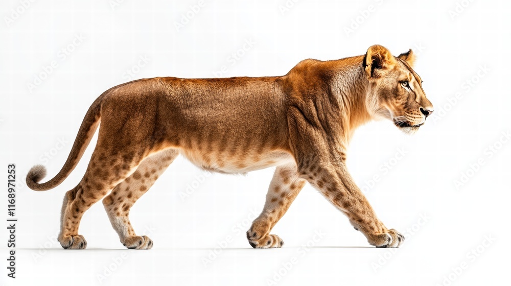 Obraz premium Lioness Walking, Side Profile
