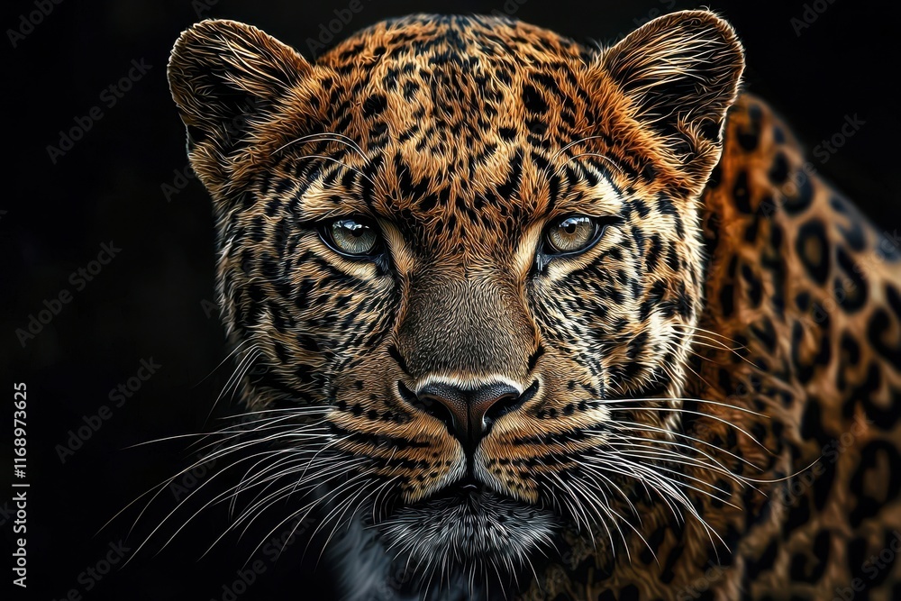 Obraz premium Artistic representation of a leopard emphasizing its features.