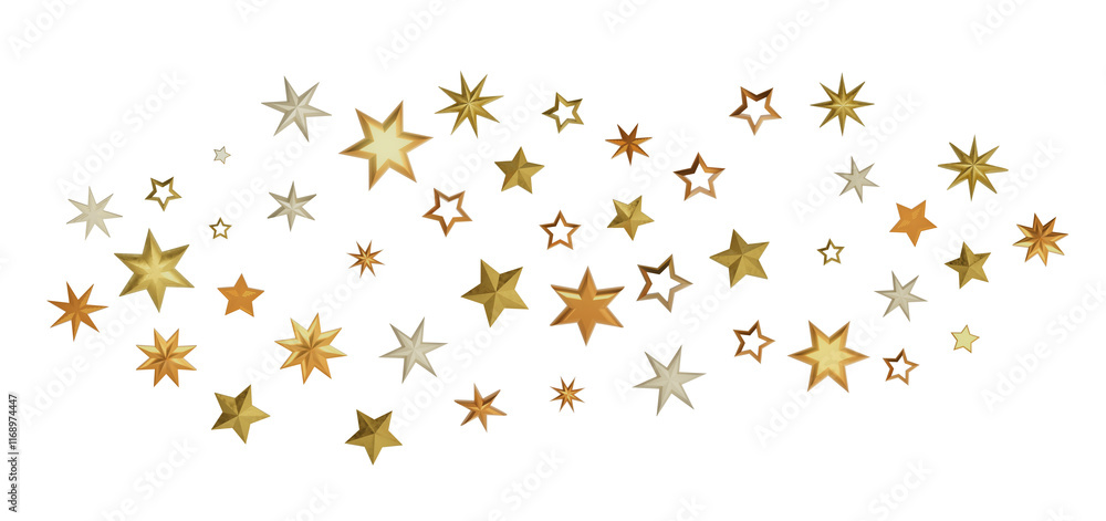 Obraz premium A scattering of golden stars on a black background. This creates a festive and celebratory atmosphere, perfect for a holiday card or design.