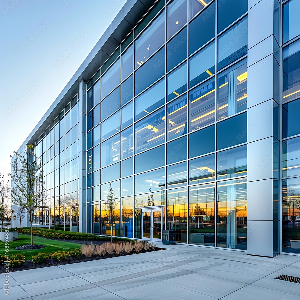 business center with large glass windows and bright daylight reflecting on facade business center with large glass windows and bright daylight reflecting on facade