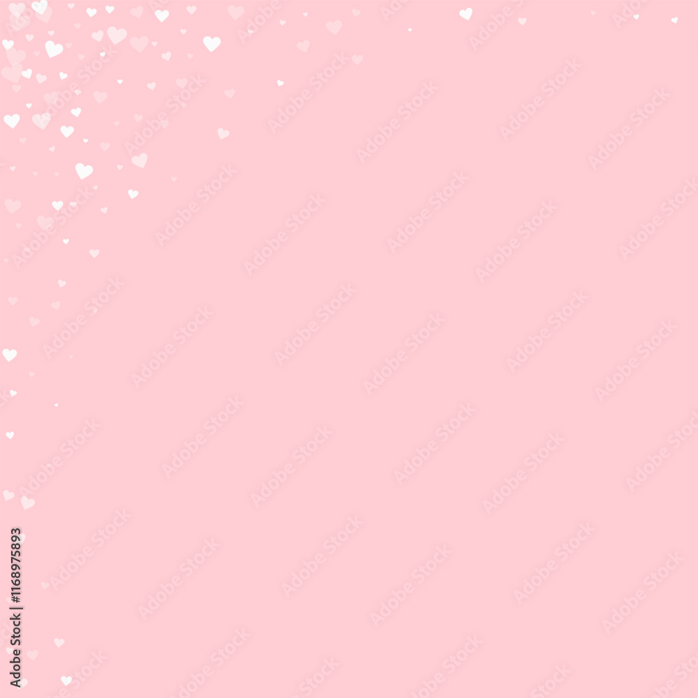 White hearts scattered on pink background. White hearts scattered on pink background.