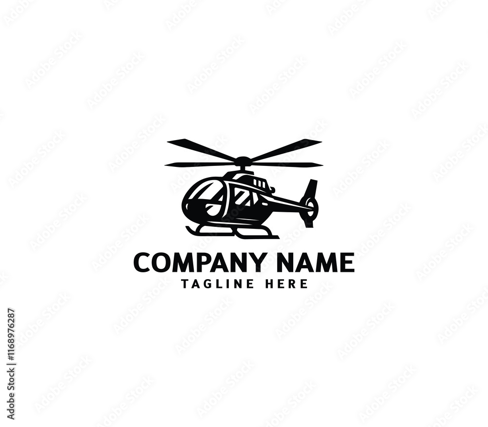 Fototapeta premium Helicopter logo design. Flying helicopter logo. Helicopter logo silhouette