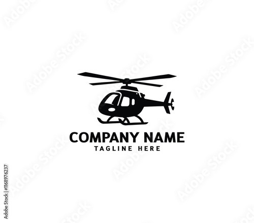 Helicopter logo design. Flying helicopter logo. Helicopter logo silhouette