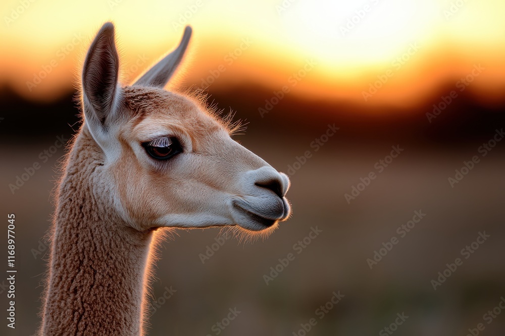 Obraz premium This vibrant image showcases a young gazelle gazing into the distance at twilight. Its posture and expression evoke a sense of curiosity and exploration in the wild, surrounded by beauty.