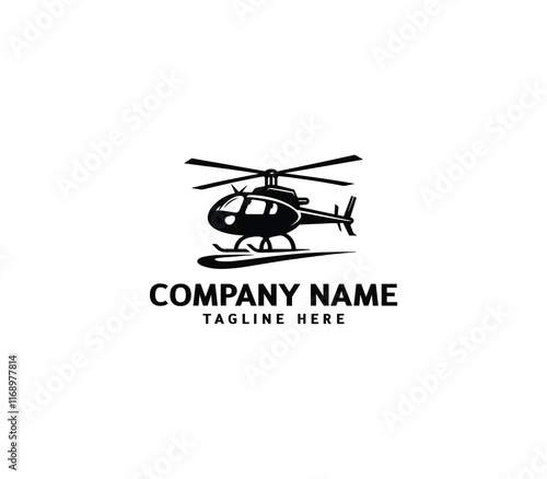 Helicopter logo design. Flying helicopter logo. Helicopter logo silhouette