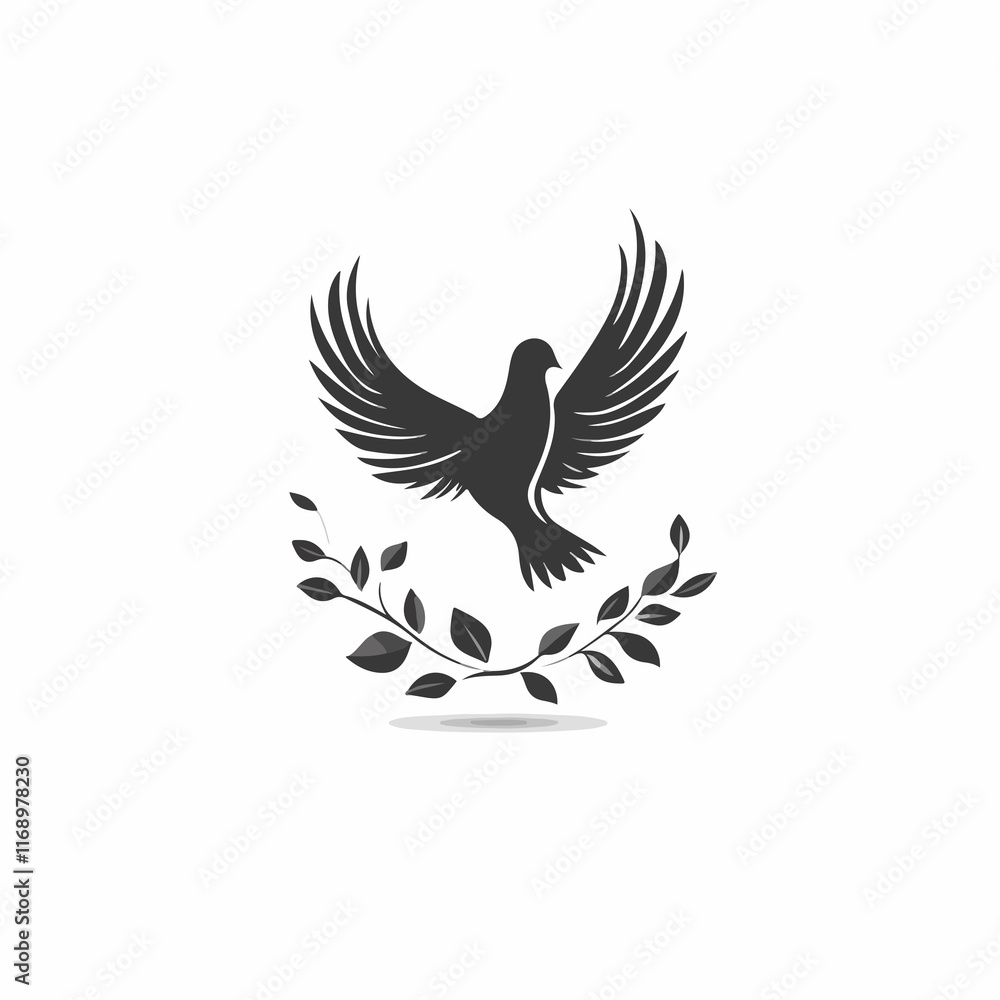 Fototapeta premium Symbol of World Peace: Dove and Branch Icon Vector Illustration