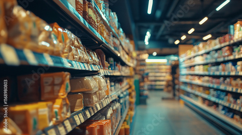 Wallpaper Mural Blurred background image of a supermarket and retail store in shopping mall. Modern super market
 Torontodigital.ca