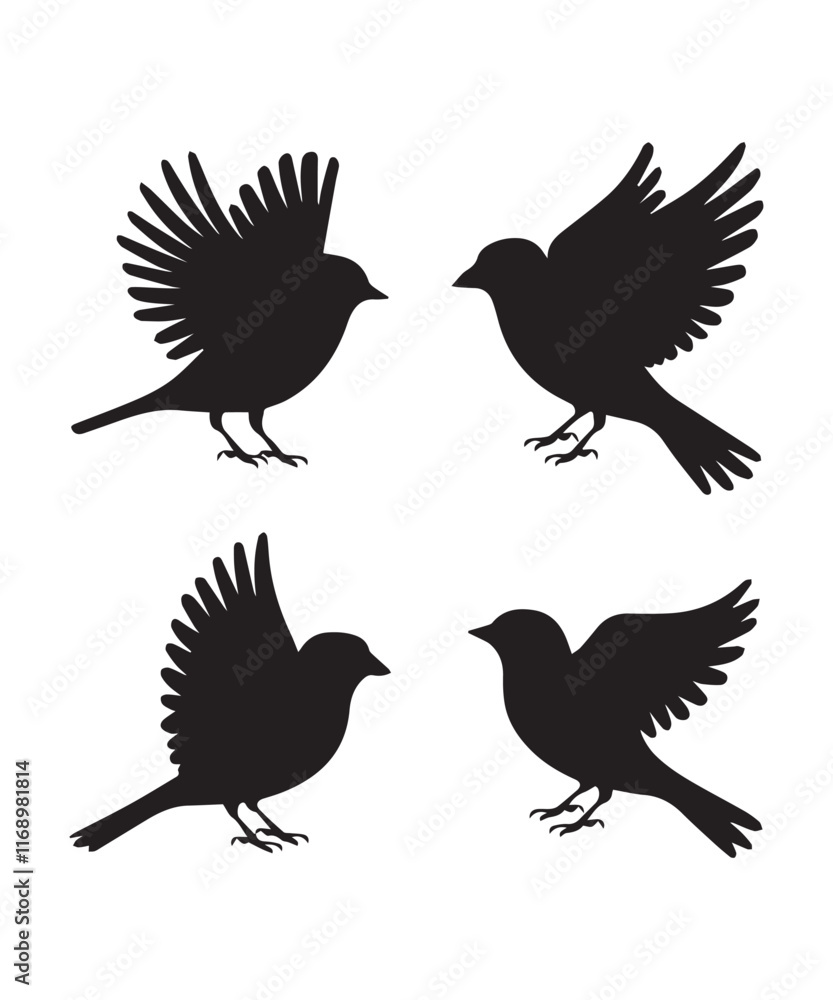 Obraz premium Flying Sparrow Silhouettes for Modern Graphic Design Projects