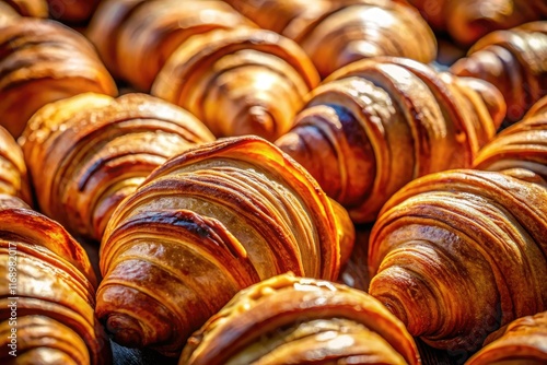 Sunrise paints a viennoiserie masterpiece: a drone's-eye view of golden croissants baking.