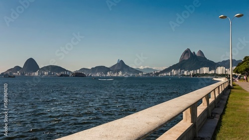 guanabara bay and serrano region in the background being observed from the flamengo embankment in rio de janeiro

 photo